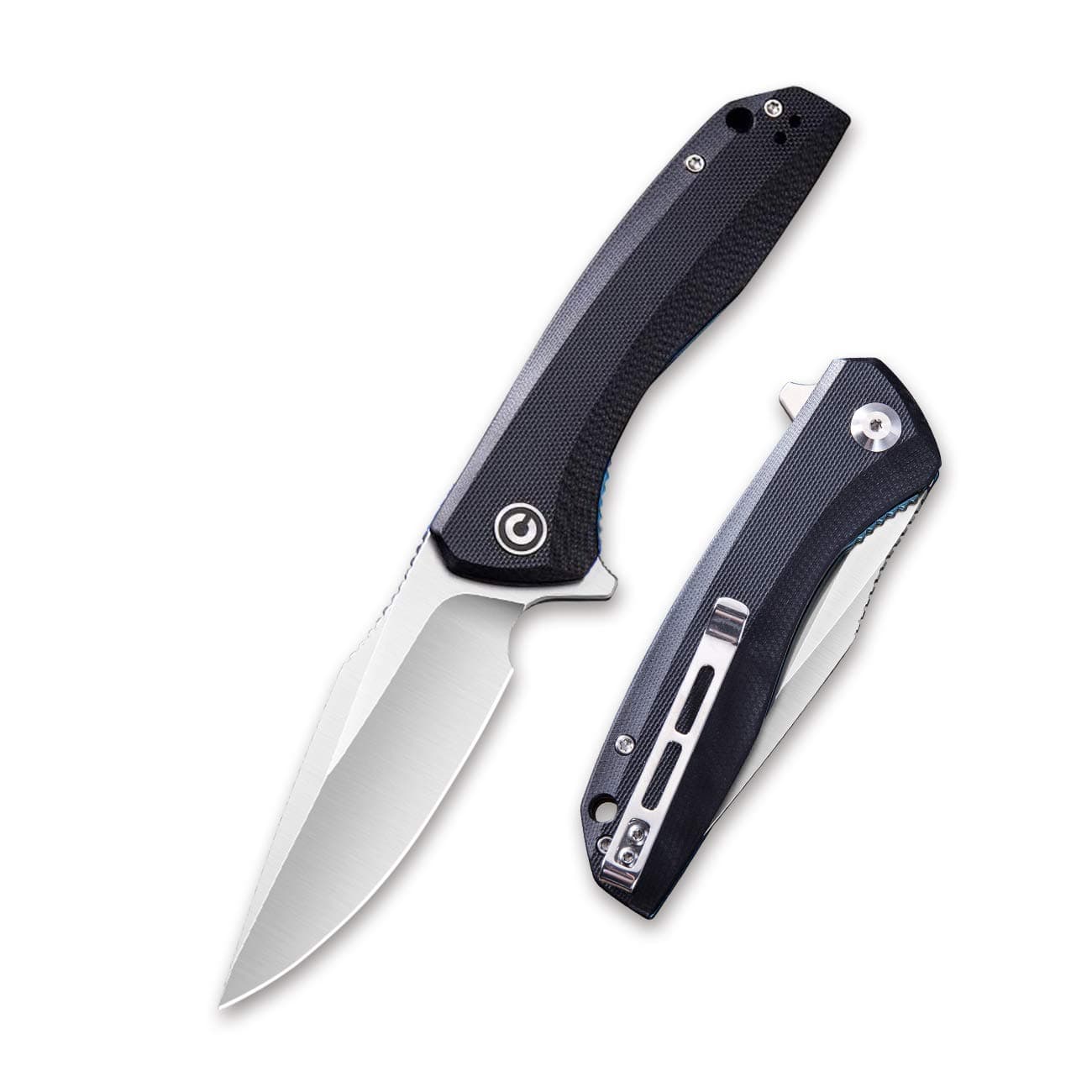 Liner Lock Folding Knife Baklash 3.5" Satin Blade G10 Handles, Reversible Pocket Clip C801C (Black)