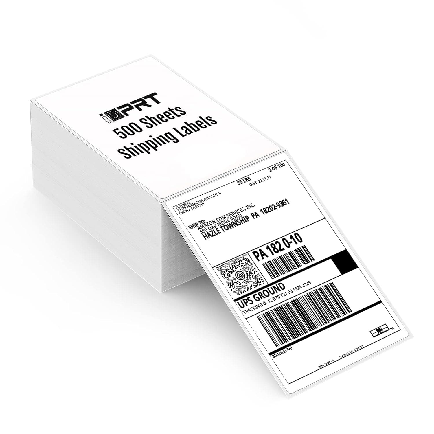 iDPRT Shipping Labels - 4x6 Thermal Direct Address Labels, Fan-Fold, Strong Adhesive, 500 per Stack, Compatible with JADENS,MUNBYN,Nelko,Phomemo,KNAON,iDPRT Thermal Label Printers