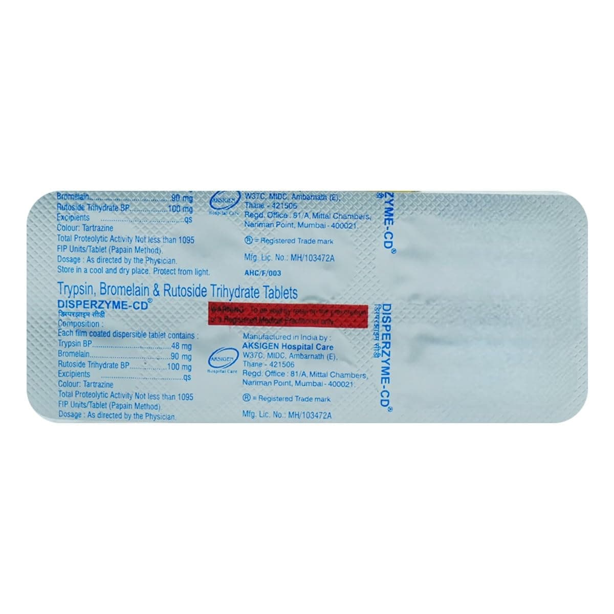DISPERZYME-CD - Strip of 10 Tablets