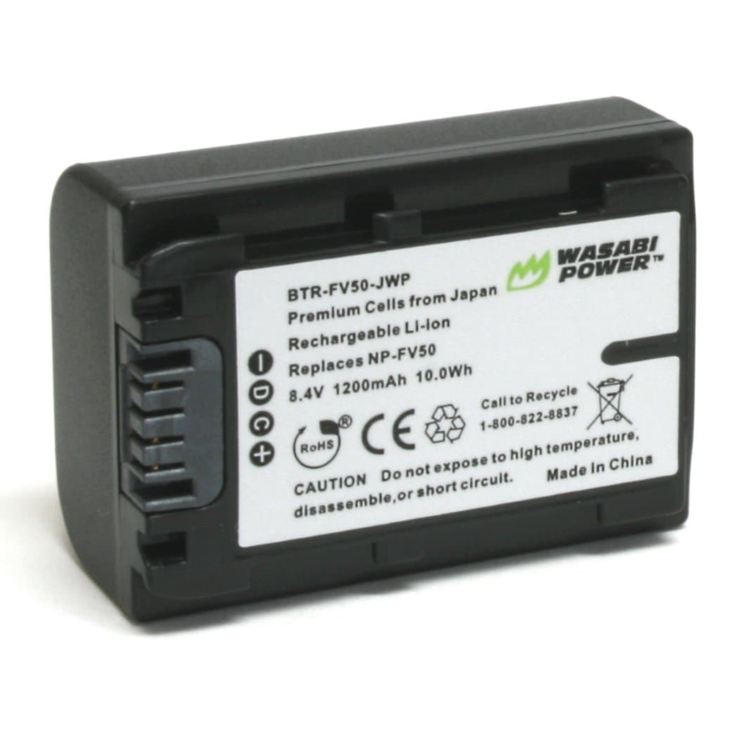 Wasabi Power Battery for Sony NP-FV30, NP-FV40, NP-FV50 and Sony DCR-SR15, SR21, SR68, SR88, SX15, SX21, SX44, SX45, SX63, SX65, SX83, SX85, FDR-AX100, HDR-CX105, CX110, CX115, CX130, CX150, CX155, CX160, CX190, CX200, CX210, CX220, CX230, CX260V, CX290, CX300 , CX305, CX330, CX350V, CX360V, CX380, CX430V, CX520V, CX550V, CX560V, CX580V, CX700V, CX760V, CX900, HC9, PJ10, PJ30V, PJ50, PJ200, PJ230, PJ260V, PJ340, PJ380, PJ430V, PJ540, PJ580V, PJ650V, PJ710V, PJ760V, PJ790V, PJ810, TD20V, TD30V, XR150, XR155, XR160, XR260V, XR350V, XR550V, HXR-NX30U, NX70U