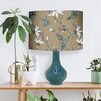 Birds Lampshade, Flower Small Lamp Shade, Desk Lamp Cover linen fabric Lampshade ( 11.81 R x 8.26 H inches )