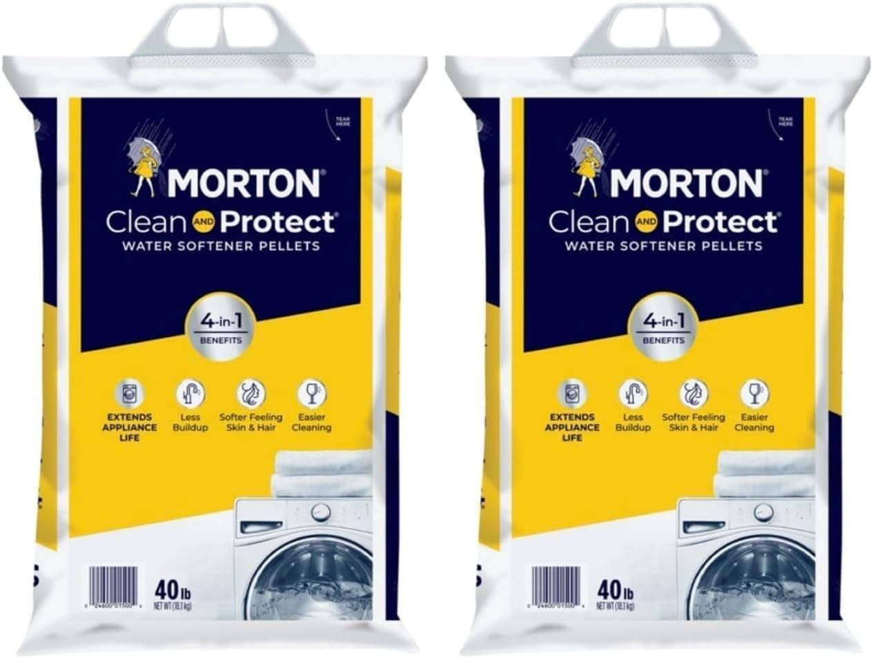 Morton Clean and Protect Water Softener Salt Pellets, 40 LB (Pack-2)