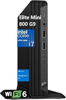 Elite Mini 800 MFF PC Desktop Computer, Intel 20-Core i7-14700, 32GB DDR5 RAM, 1TB PCIe SSD, 2 DisplayPort, WiFi 6, Bluetooth, Keyboard Included, no Mouse, Windows 11 Pro, Office 356, Black