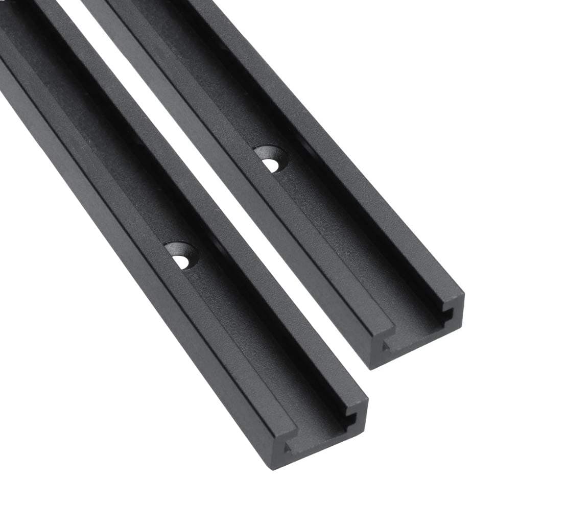 Aluminum 48" T-Track for Woodworking –Double Cut Profile Universal with Predrilled Mounting Holes -Woodworking and Clamps-Fine Sandblast Black Anodized 2PK