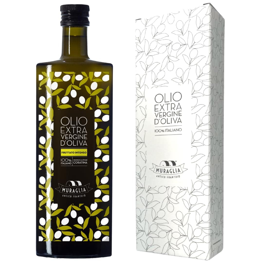 Intense Fruity Extra Virgin Olive Oil | Premium Polyphenol Rich EVOO | Early Harvest First Cold Pressed | Imported from Apulia Italy | 16.9 fl oz (500ml) Bottle with Gift Box