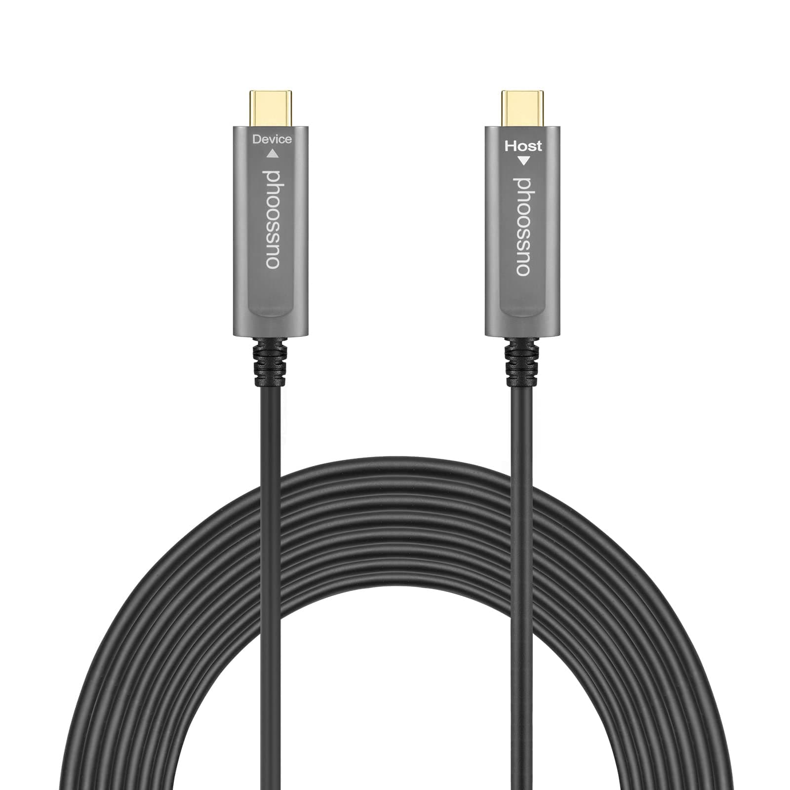 phoossno USB C to C Fiber Optical Cable USB 3.1 Type C Cable 10Gbps 33FT Compatible with Microsoft Azure Logitech Camera Aver &Vaddio & Barco ClickShare Touch Screen Kinect Intel RealSense