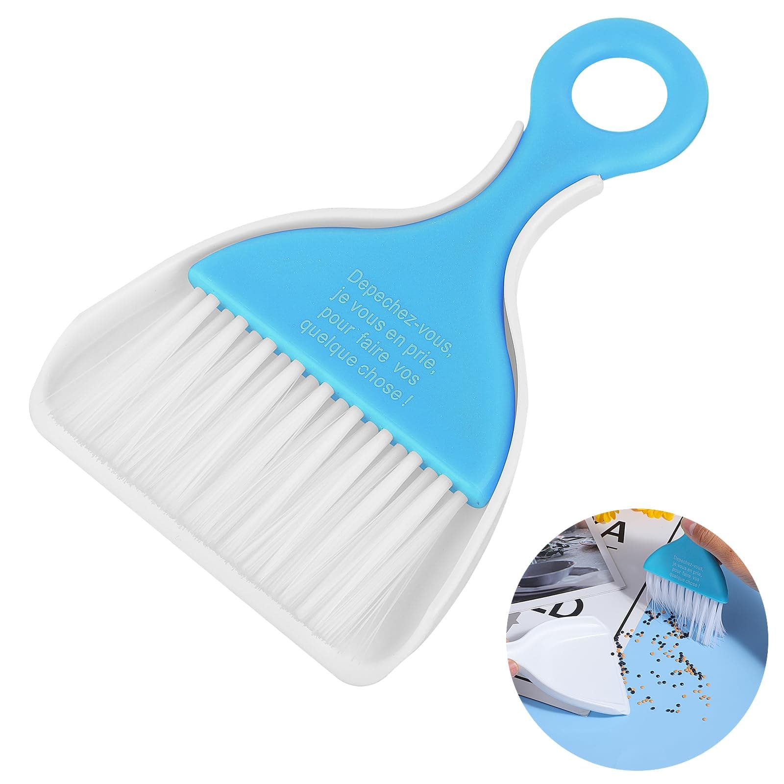 Cobee® Diamond Painting Applicator Brush with Funnel, Mini Artist Drawing Flat Brush for Picker Spilled Diamonds Organizer Portable Table Desktop Cleaning DIY Art Brushes for Handicraft Lover(Blue)