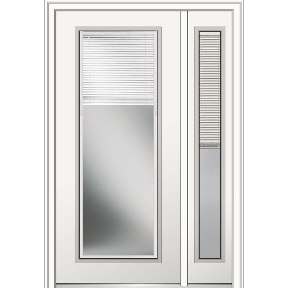 National Door Company, Z029681L, Exterior with One Sidelite Door, Steel, 50" x 80", Full Lite, Raise/Lower Blinds Collection, Left-Hand Inswing