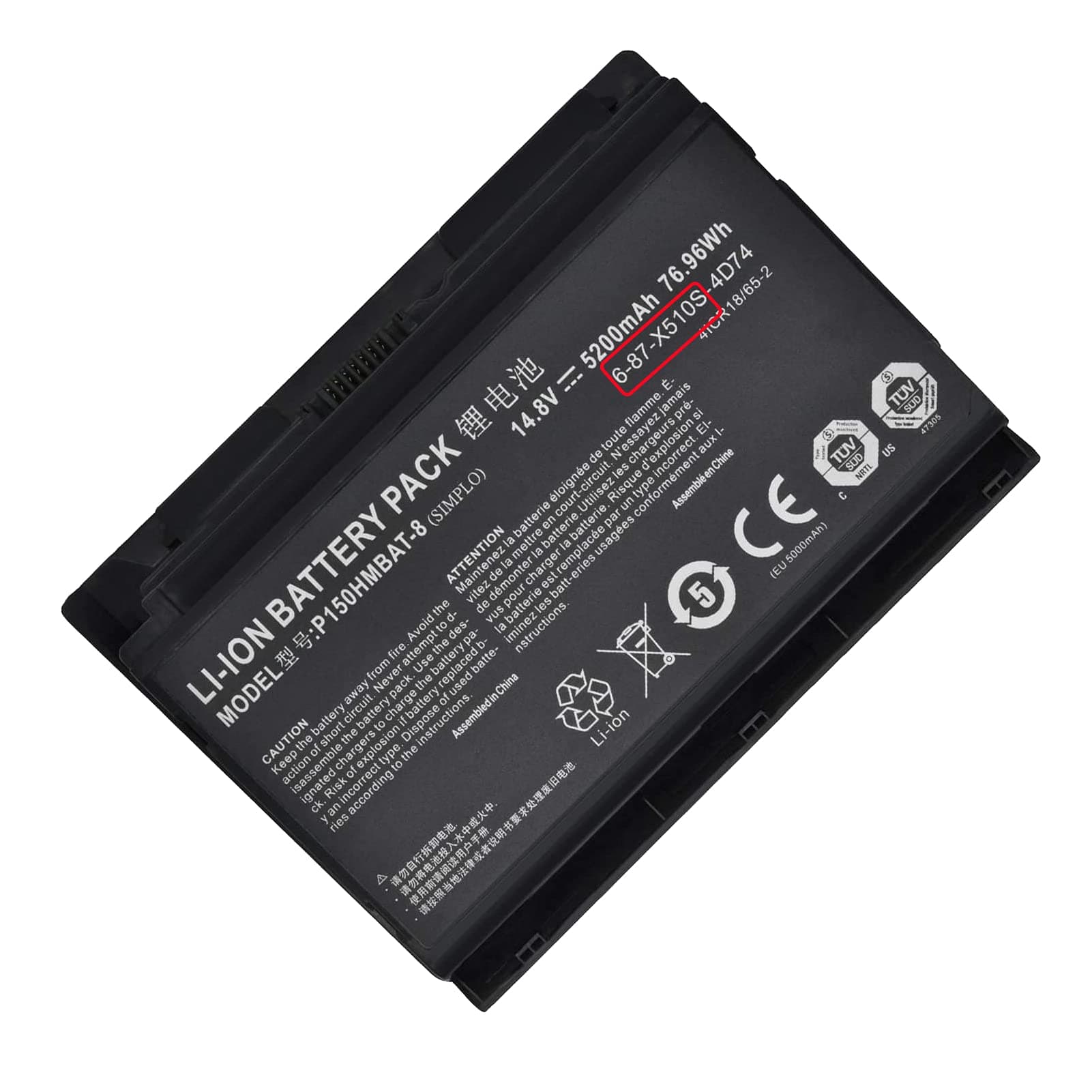 X510S Battery for Sager Lapotp Clevo 6-87-X510S-4D72 6-87-X510S-4D73 6-87-X510S-4D74 6-87-x510s-4j72 Np8150 Np8130 P150hm P151hm