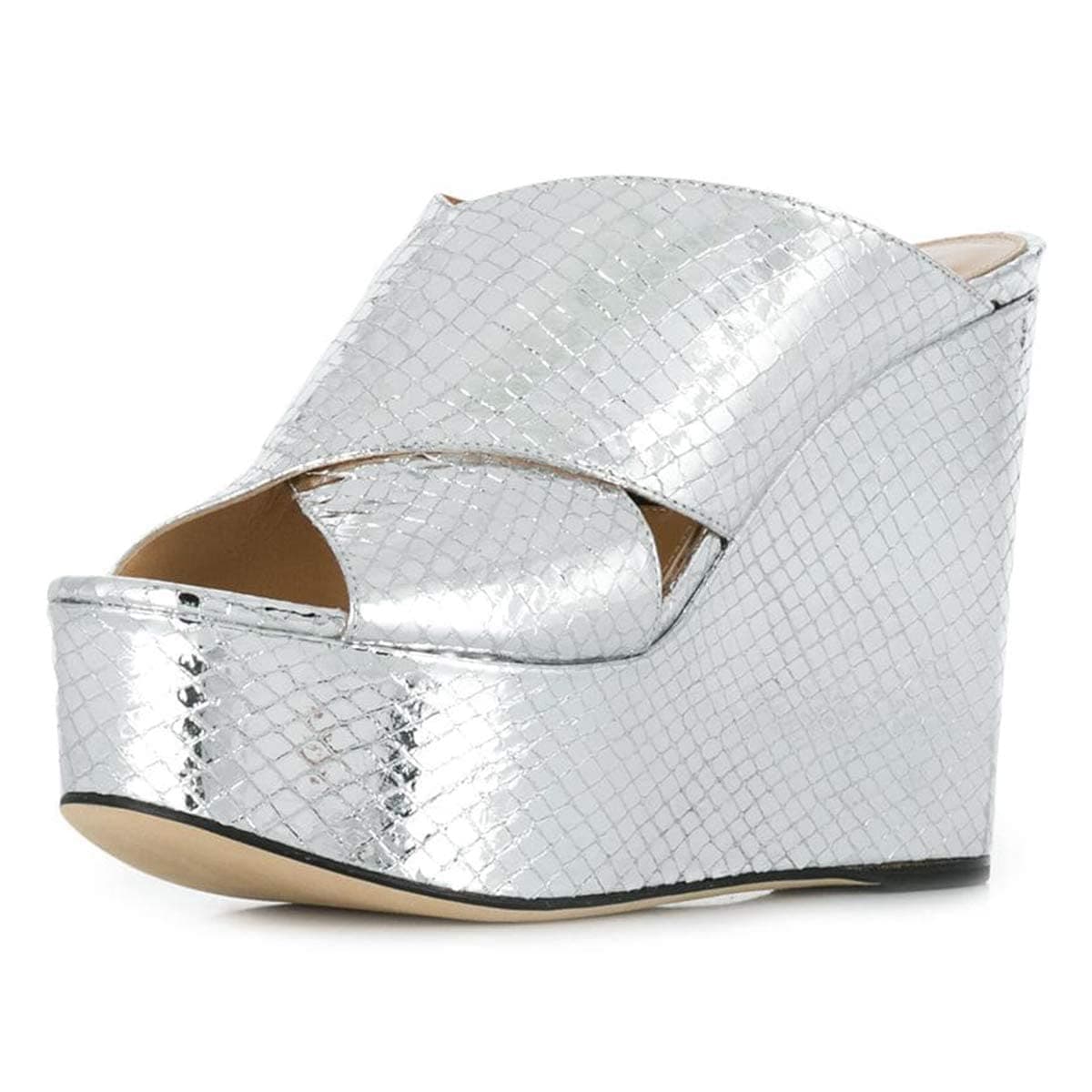 YDNWomen Peep Toe High Heel Wedge Sandals Slip on Mules Platform Double Wide Strap Slide Slippers Backless Ladies Girls Walking Club Party Summer Beach Dress Shoes