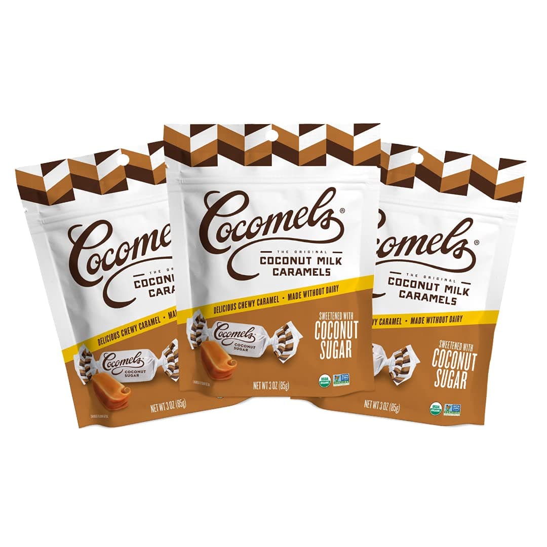 CocomelsCoconut Milk Caramels With Coconut Sugar, Organic Candy, Dairy Free, Sugar Free, Vegan, Gluten Free, Non-GMO, No Cane Sugar, No High Fructose Corn Syrup, Kosher, Plant Based, (3 Pack)