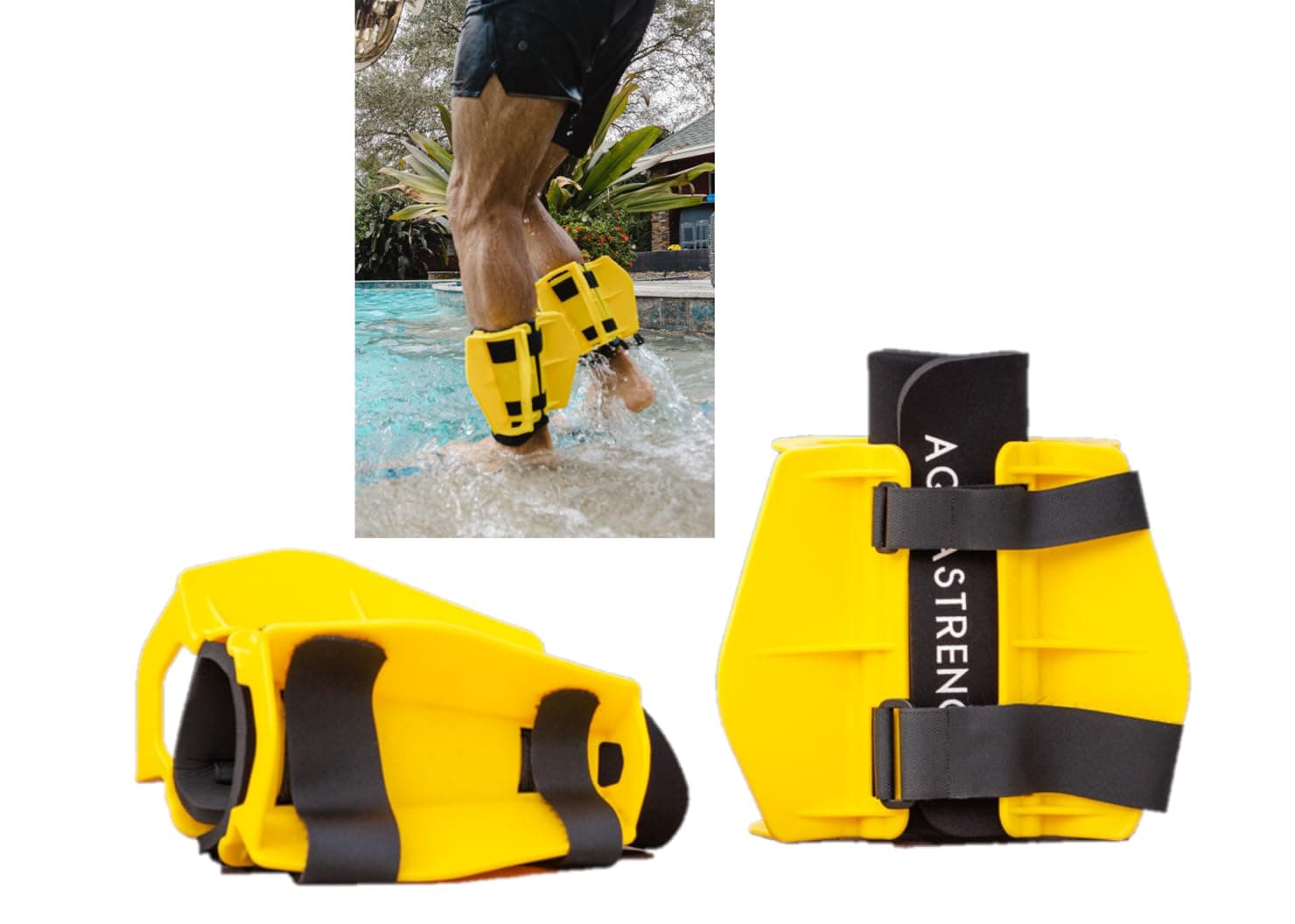 Aquastrength Aquatic Resistance Fins | Increase Drag for Strength & Toning | Pool Fitness Water Leg Weights | Lower Body Pool Weight | Quick Start Guide and Online Programs.