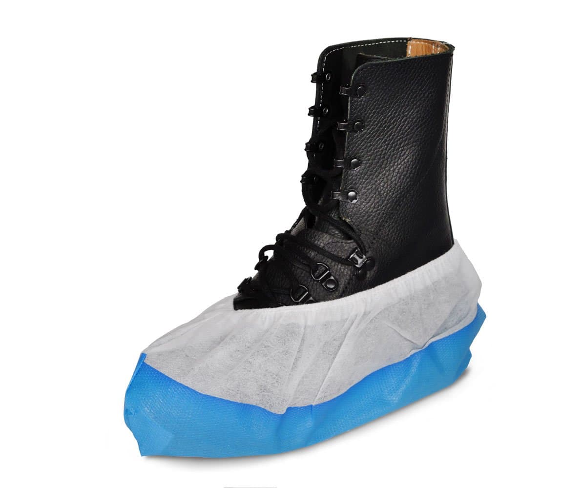 Disposable shoe covers with reinforced sole and fleece band, tear-resistant, Pack of 50