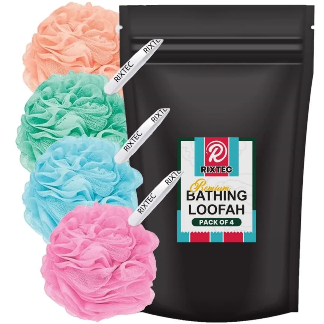premium Bathing Round Loofah for Men and Women (MULTI COLOUR) (PACK OF 4)