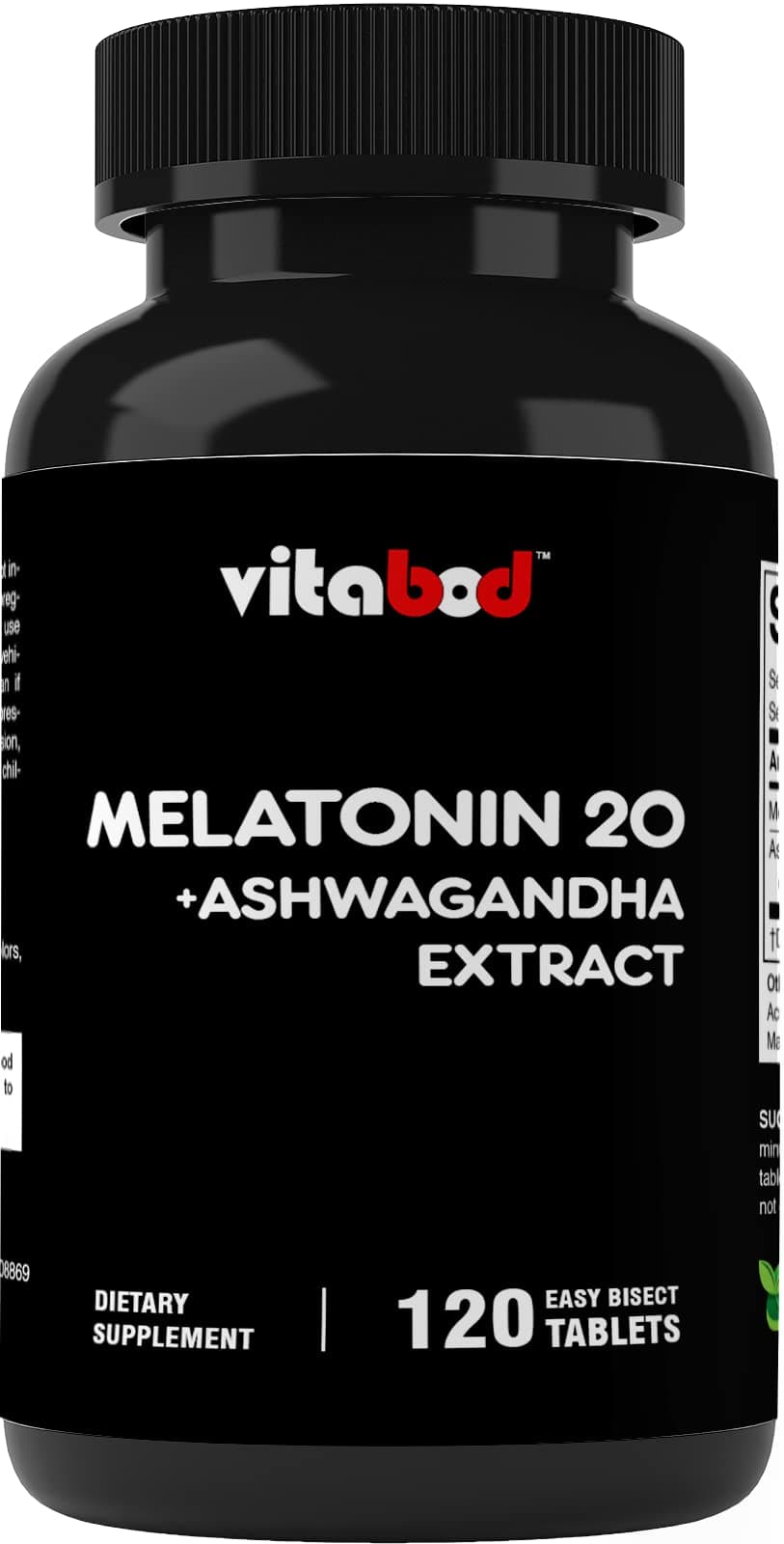 Melatonin 20mg with Ashwagandha 4:1 Extract 250mg, Calm Mood & Antioxidant Action, 120 Tablets