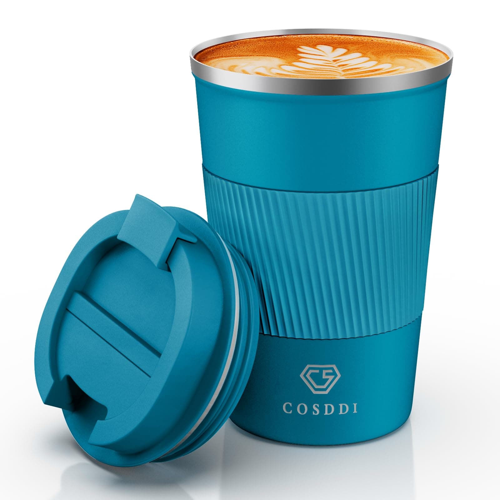 Stainless Steel Travel Mug 12oz - Vacuum Insulated Coffee Travel Mug Spill Proof with Leakproof Lid - Double Walled Reusable Tumbler Cups for Keep Hot/Ice Coffee,Tea and Beer(Aquamarine)