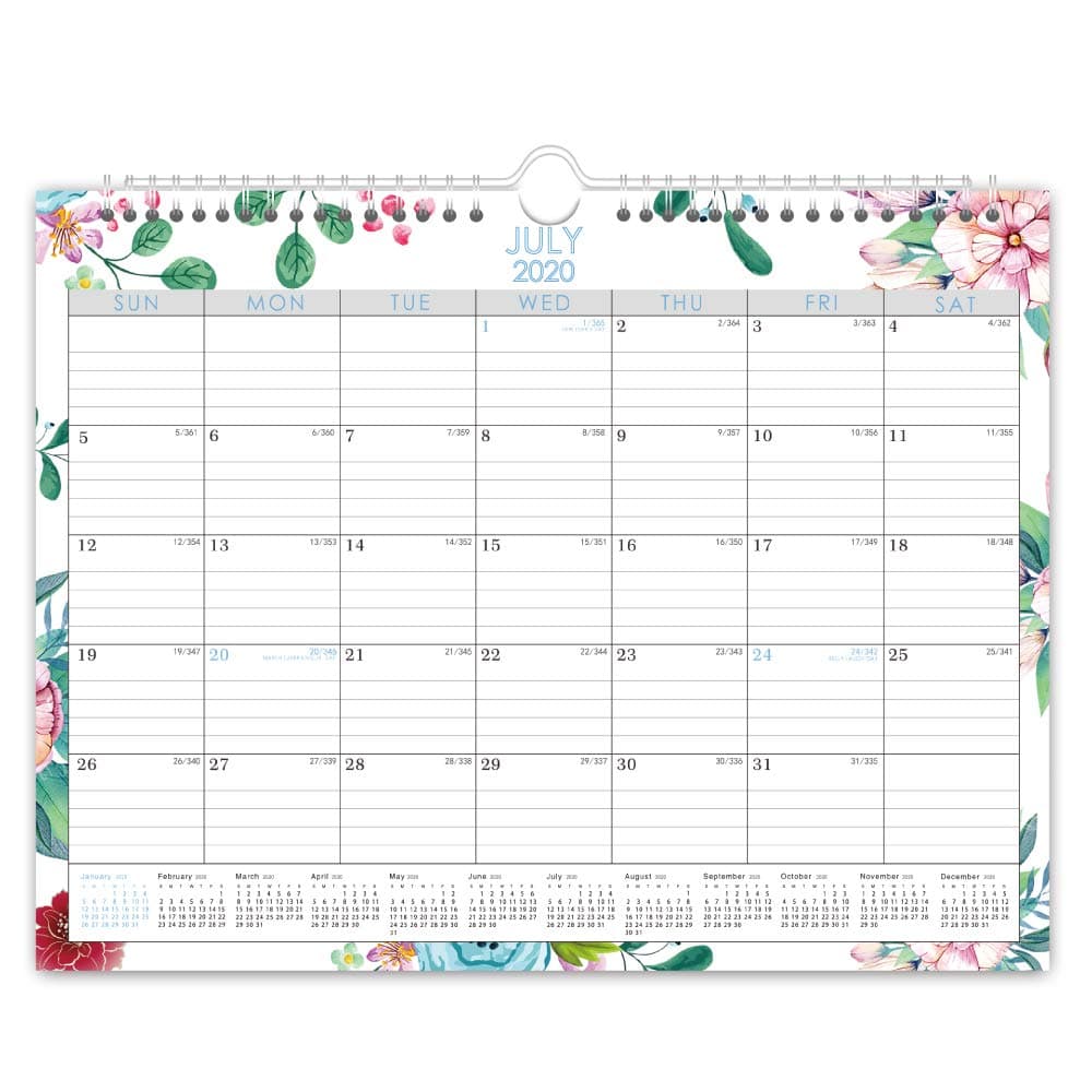 Wall Calendar Day Designer 2020-2021,Monthly and Yearly Running with Twin Wire Binding,15" x 11"