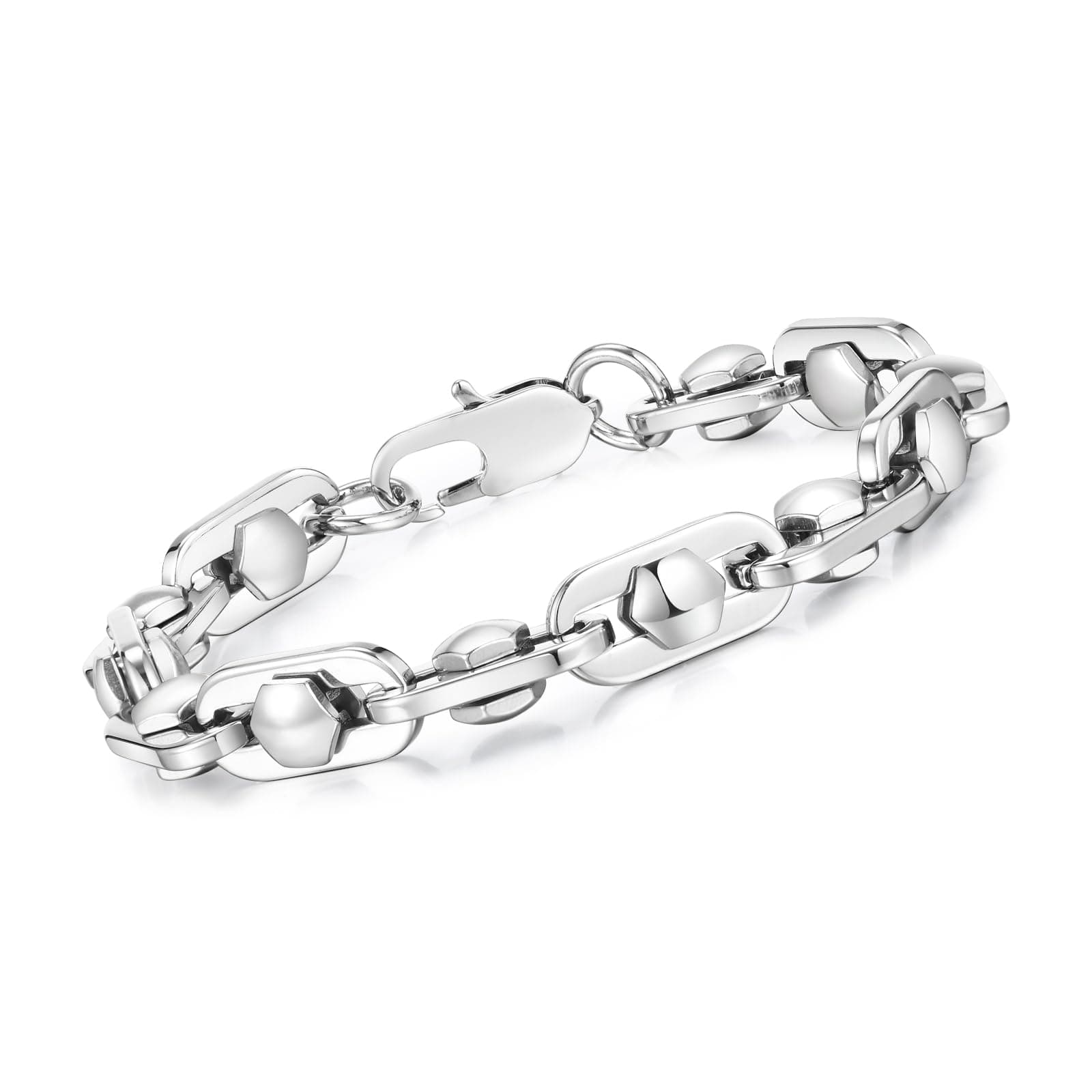 Link Chain Bracelets for Men - Cool Mens Bracelets Diamond-Cut Paperclip Solid Chain Bracelet Chunky Stainless Steel Jewelry Trendy Gifts