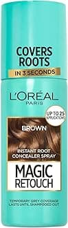 L'Oreal Magic Retouch Instant Root Concealer Spray Colour Brown, Ideal for Touching Up Grey Root 75 ml