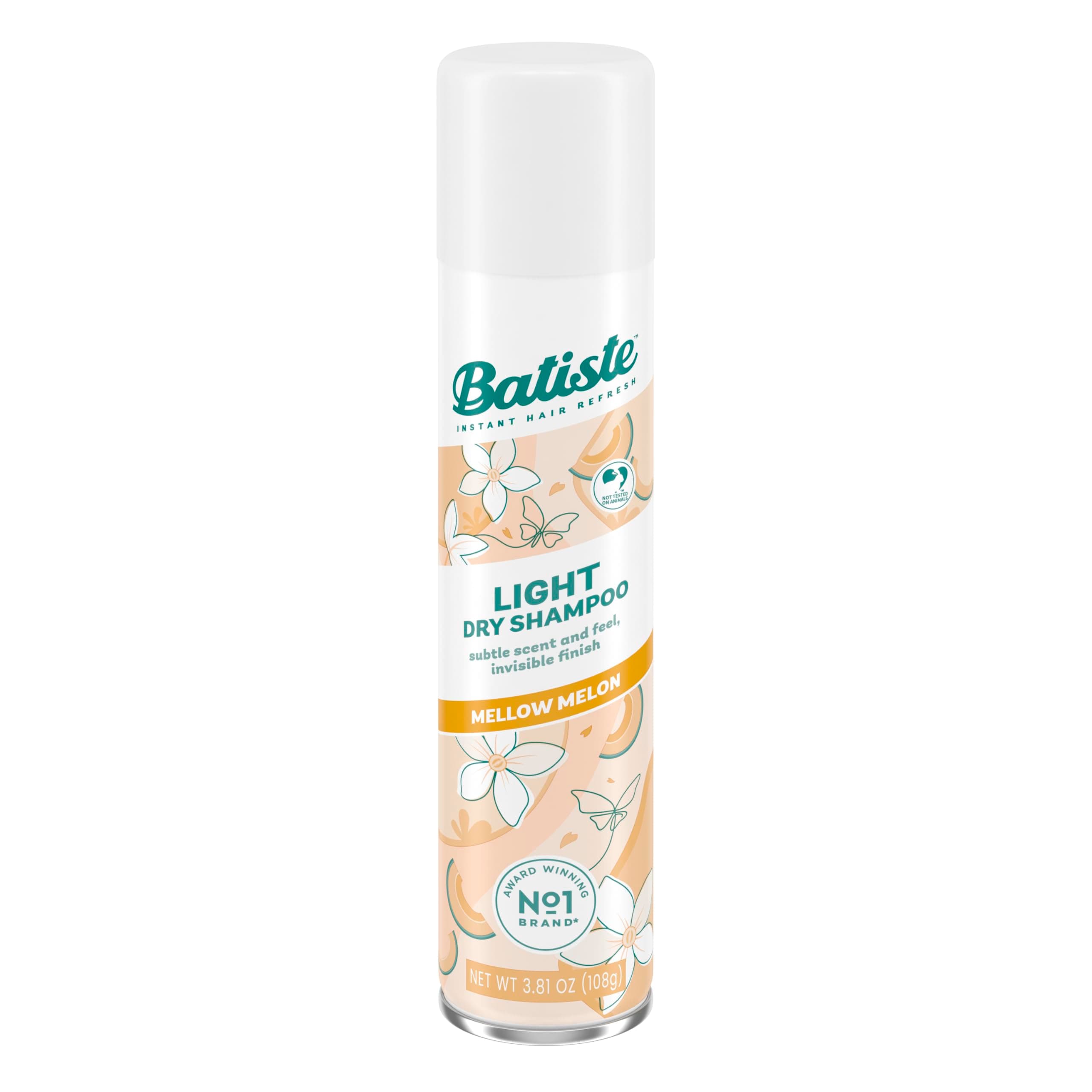 Batiste Light Dry Shampoo, Mellow Melon, Invisible Finish, Refresh Hair & Absorb Oil Between Washes, 3.81 Oz.