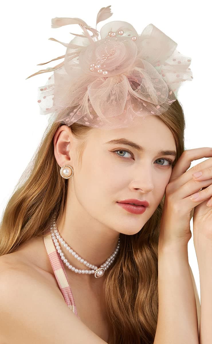 Fascinators Hat for Women Tea Party Headband Kentucky Derby Wedding Flower Cocktail Mesh Feathers Hair Clip