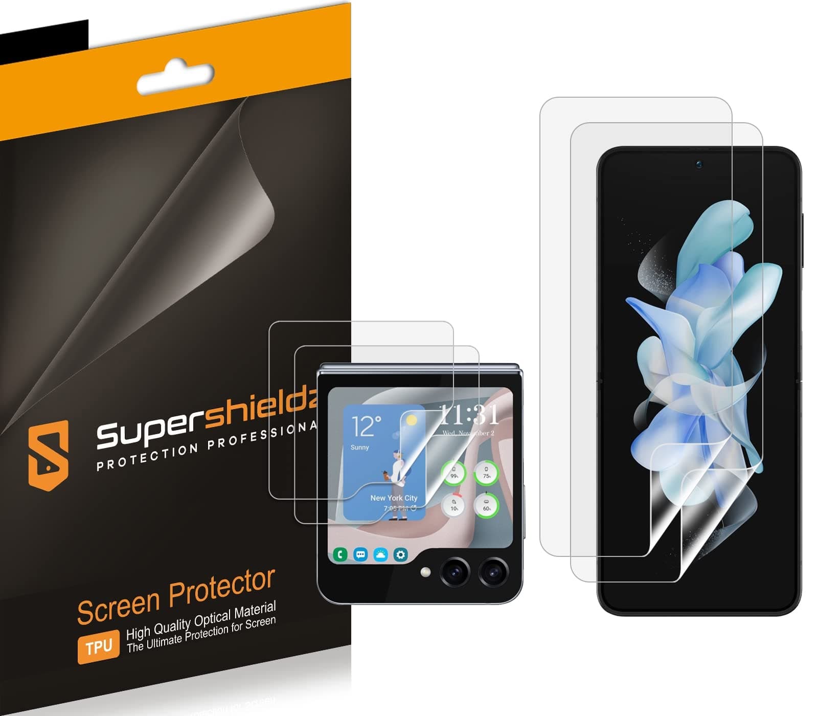 Supershieldz 2 Pack Samsung Galaxy Z Flip 5 5G Screen Protector (2 Main Screens & 2 Front Screens)