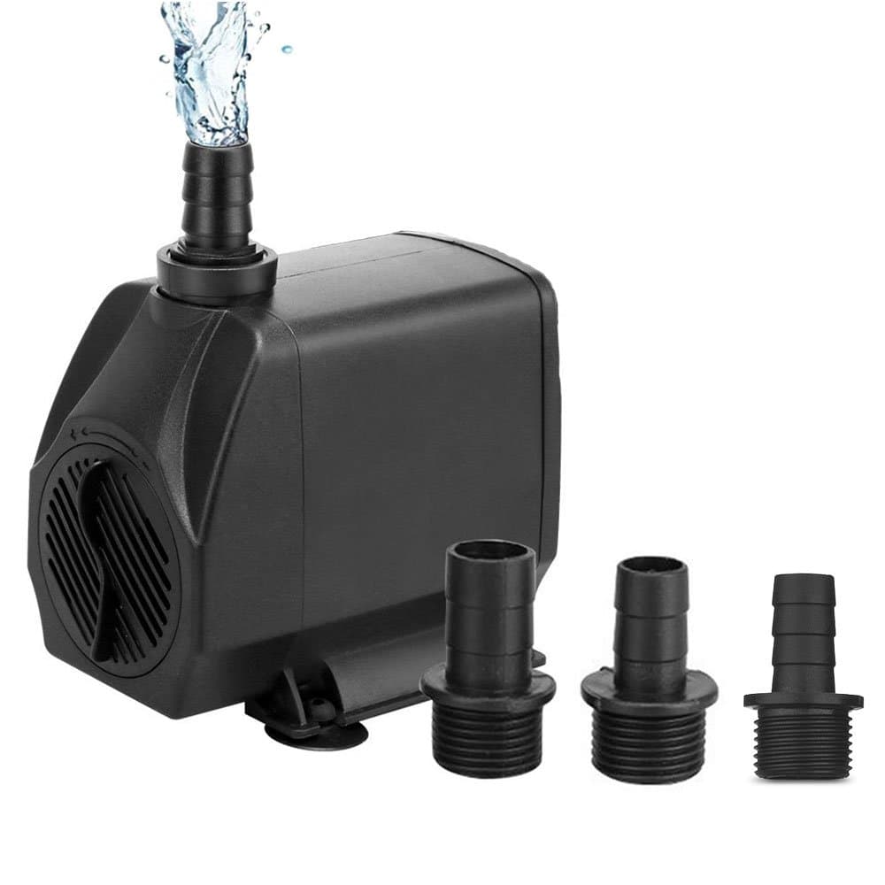 HEMCER 60W Submersible Pump, 800GPH 3000L/H Ultra-Quiet Fountain Water Pump, Detachable and Cleanable Water Pump Replacement Pump for Pet Fountains, Hydroponics with 4.9Ft Power Cord and 3 Nozzles.