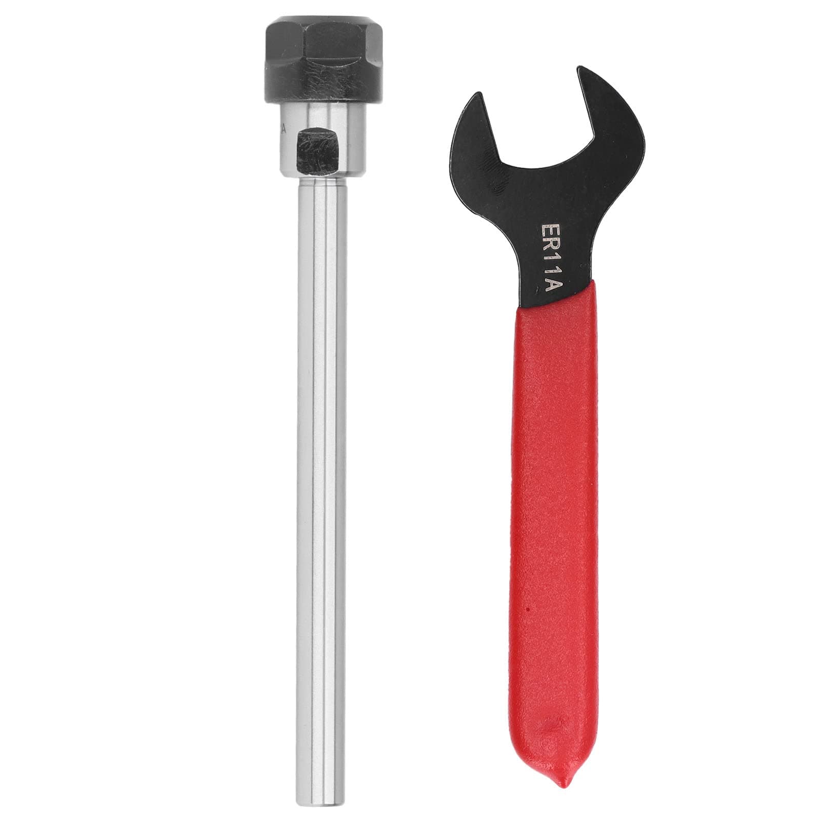 BORDSTRACT C8-ER11A-100L Straight Shank Extension Rod ER11 Collet Tool Holder with Wrench for Lathe Machine Processing Power Tools