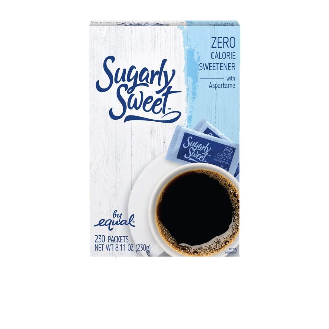 SUGARLY SWEET Zero Calorie Sweetener Packets with Aspartame, Sugar Substitute, Sugar Alternative, Blue Sweetener Packets, 230 Packets