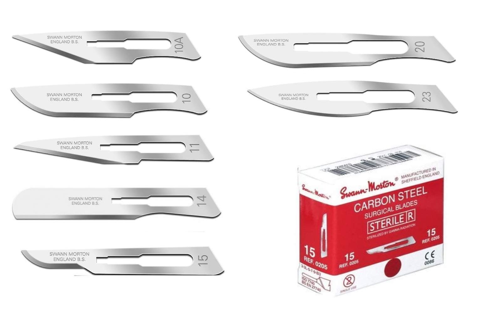 Swann Morton Carbon Steel Sterilized scalpels #10, 11, 14, 15, 20, 23 (No.10A)
