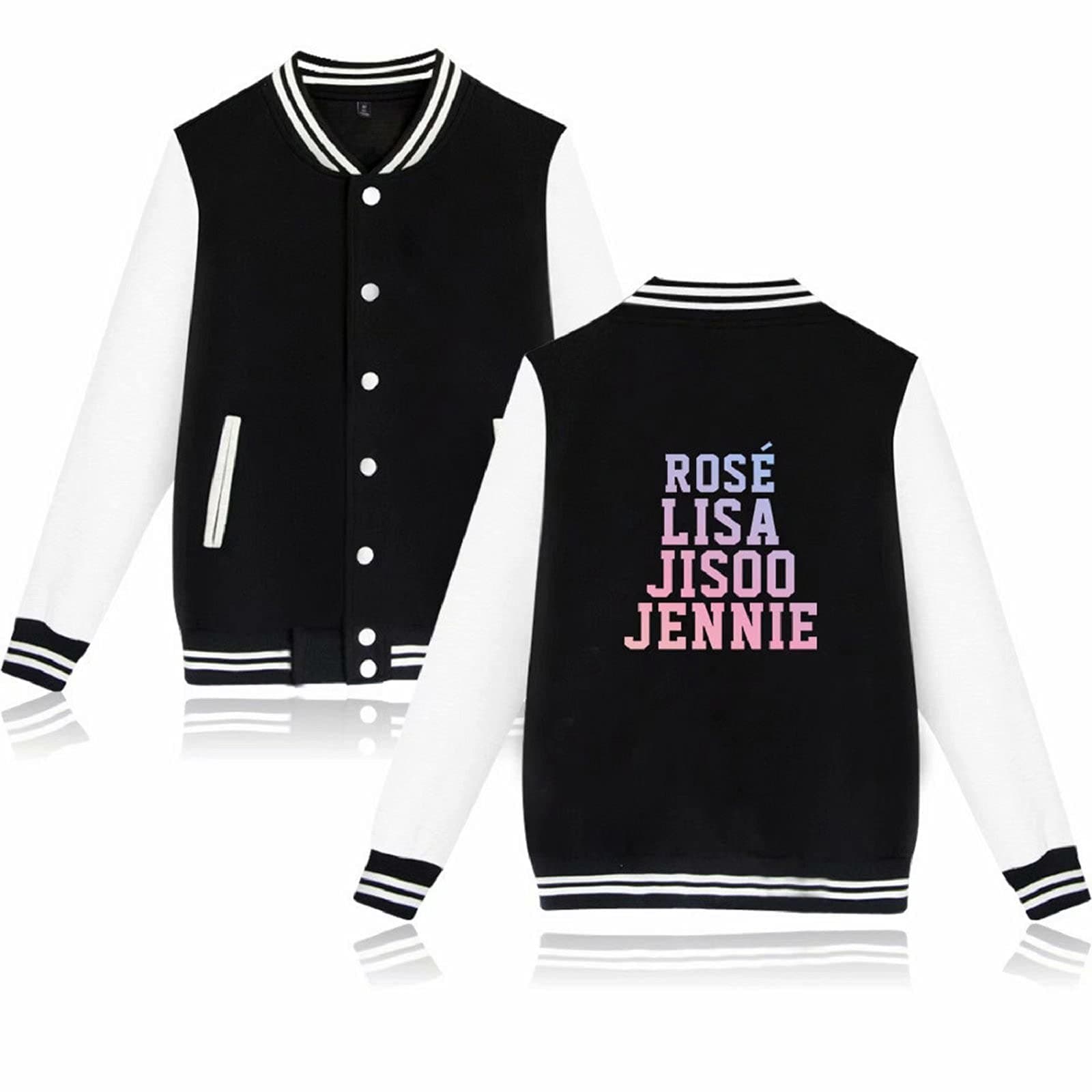 DHSPKN Kpop Baseball Jacket Lisa Jisoo Jennie Rose Uniform Sweatshirt Jacket