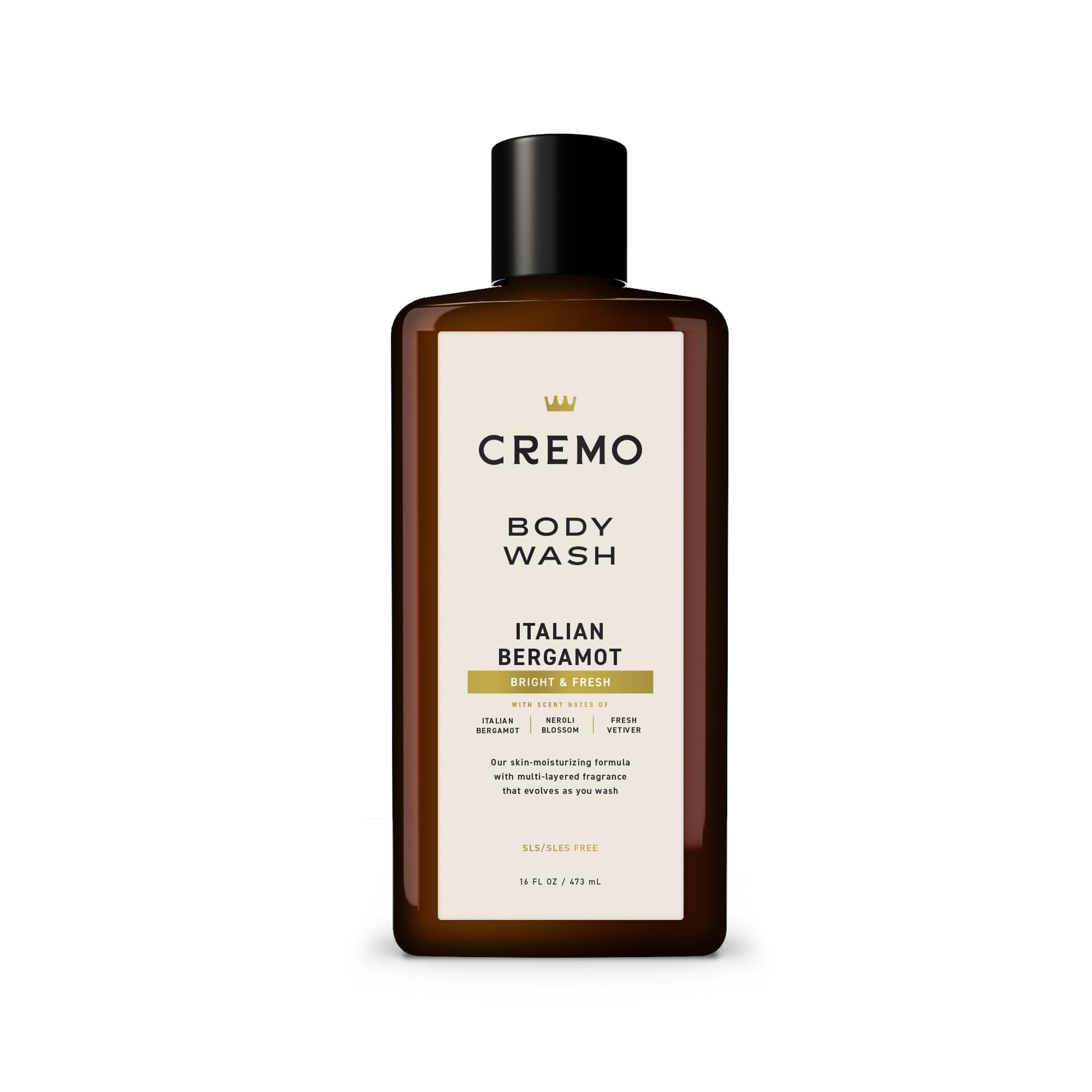 CREMO Rich-Lathering Italian Bergamot Body Wash, Notes of Italian Bergamot, Neroli Blossom, and Fresh Vetiver, 16 Fl Oz (Packaging May Vary)