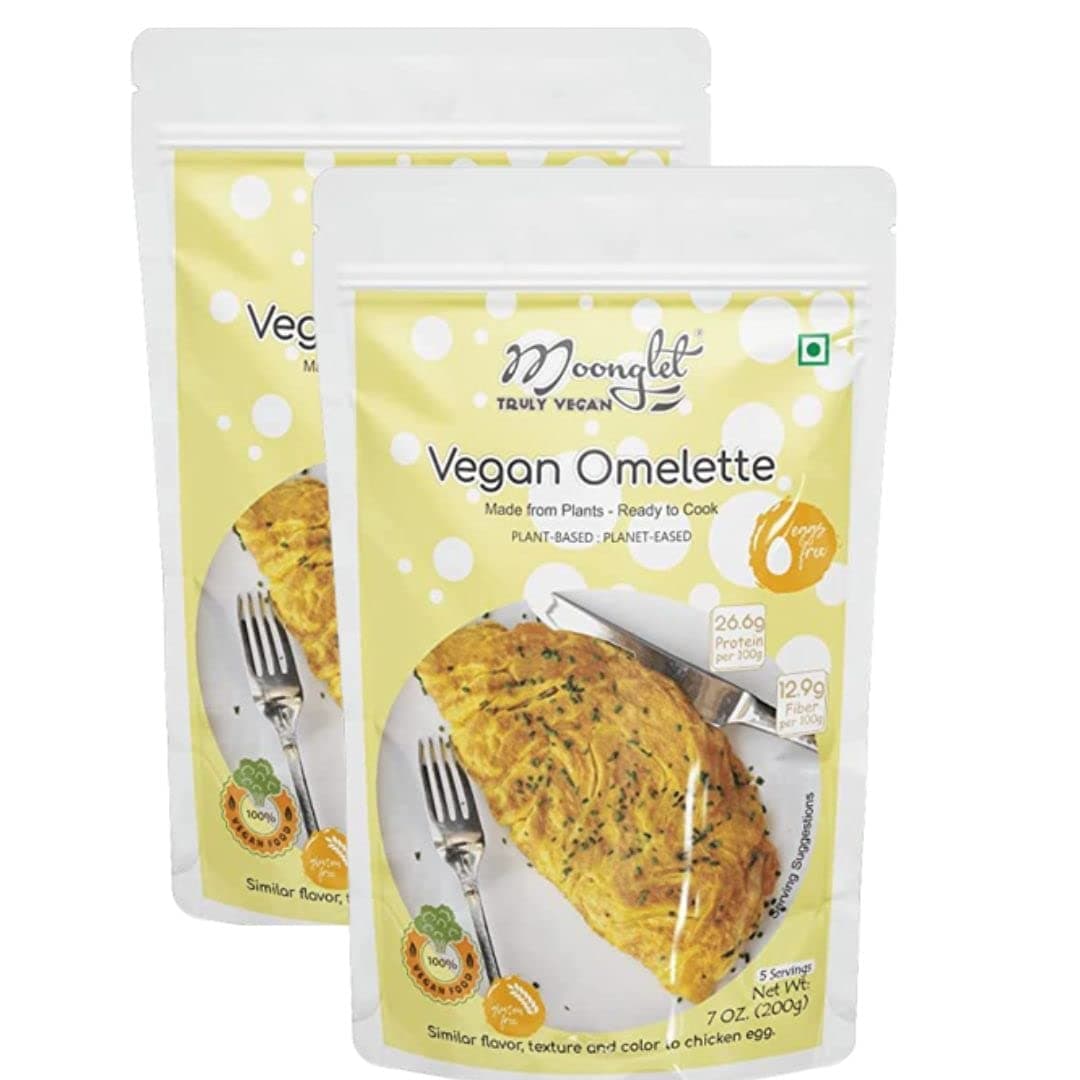 Vegan Omelette (Eggless) | Protein Rich Post Workout Gym Snack | Pancake, Breakfast Cereal Alternative | 400g: Pack of 2, 200g each (makes approx.16 vegan Omelette)