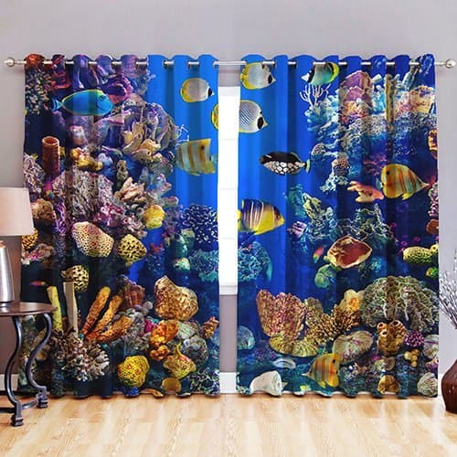 Loft 25® Digital Printed 3D 'Aquarium' Design Eyelet 52" x 54" Blackout Curtains