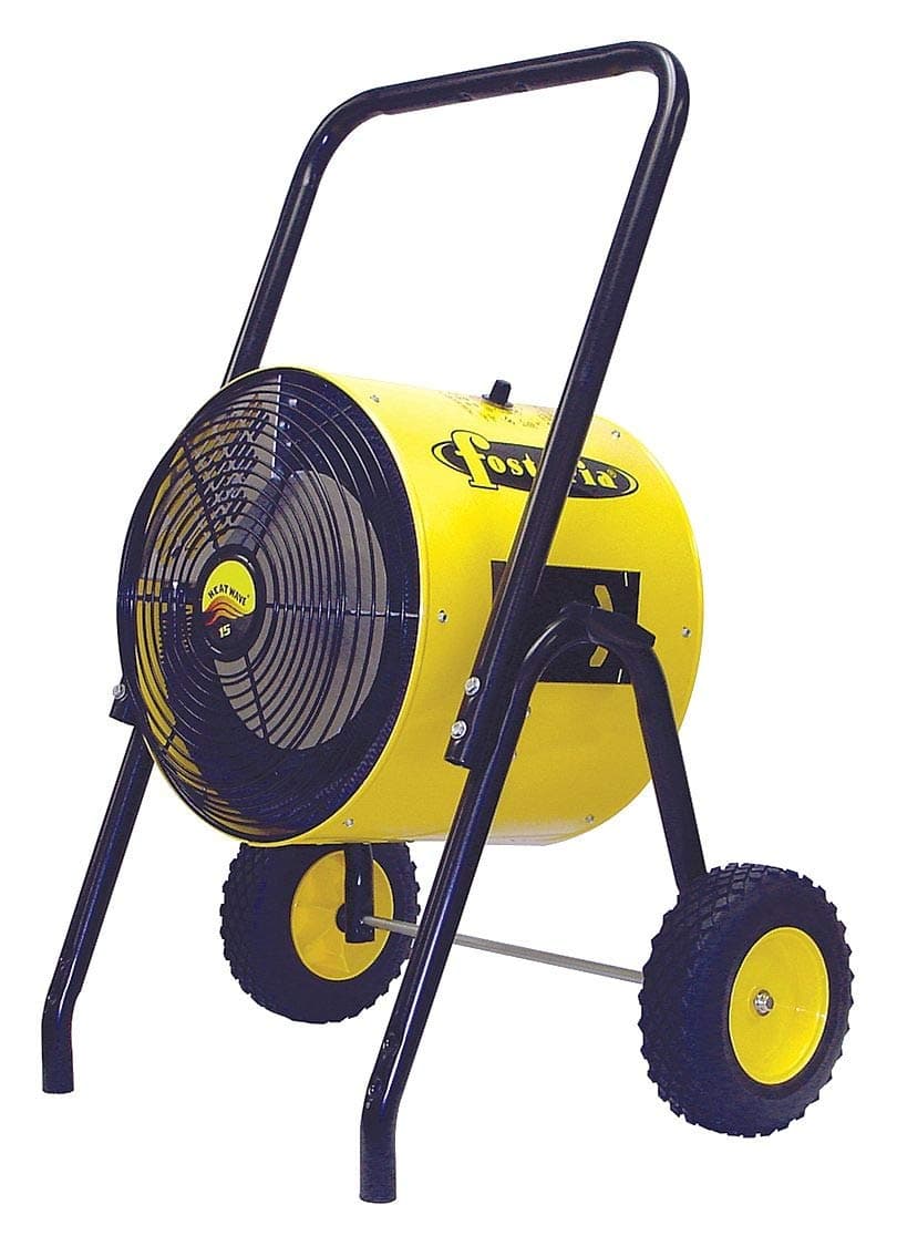 Fostoria FES-1524-3E Salamander Electric Heater on Wheels — Portable Heat Wave Construction Work Space Heater — Utility Job Site Heater w/Thermostat 51,195 BTU