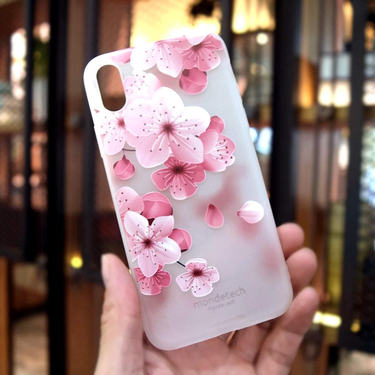 Cherry Blossom Flower Frosted Transparent Soft Silicone TPU 3D Relief Painting Case for Apple iPhone Xs and Apple iPhone X