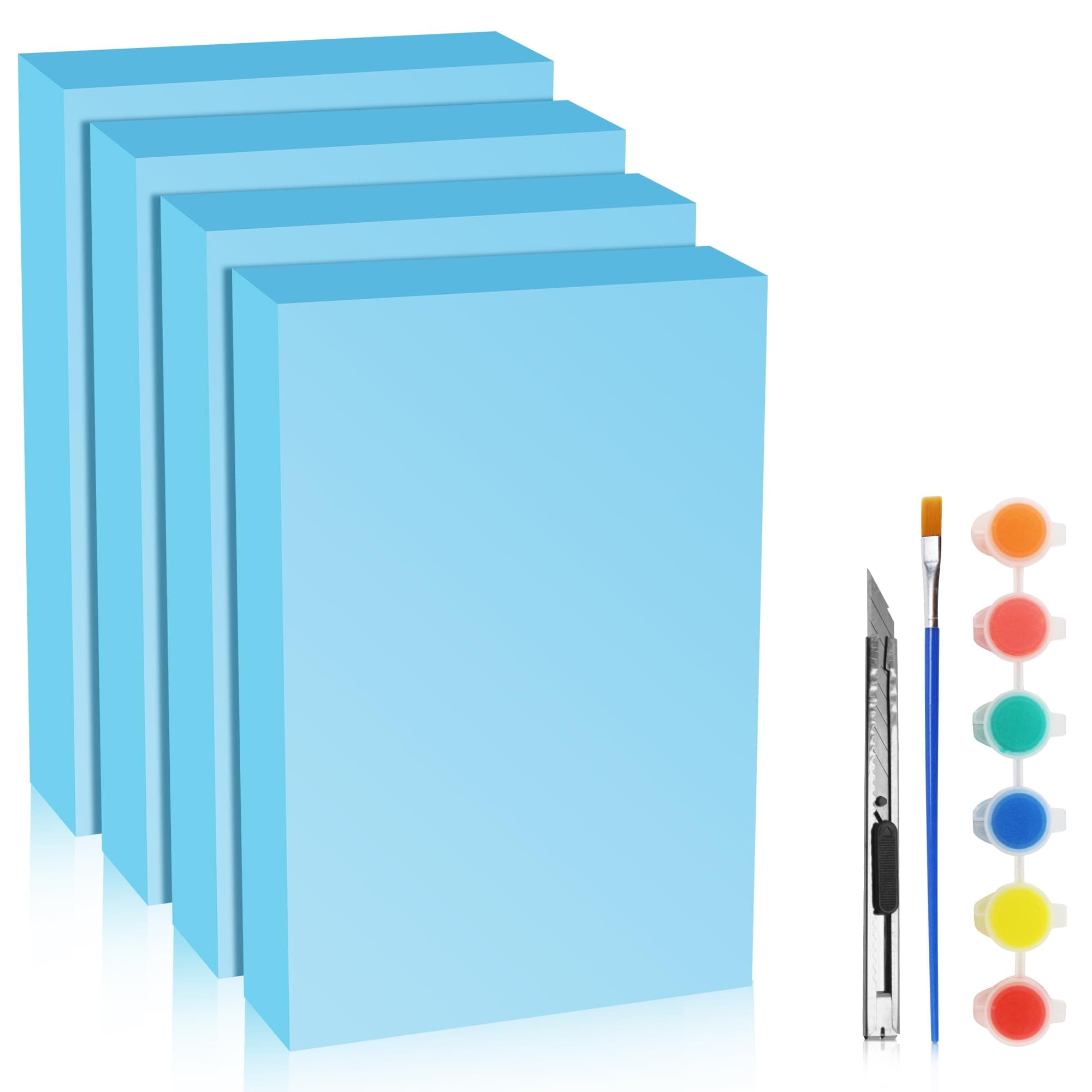 LuckyFoam Blue 4 Pack 12x7.5x2 inch Foam Sheets 2 Inch Thick Polystyrene Rectangles XPS Foam Board Craft for Insulating DIY Modeling Art Supplies
