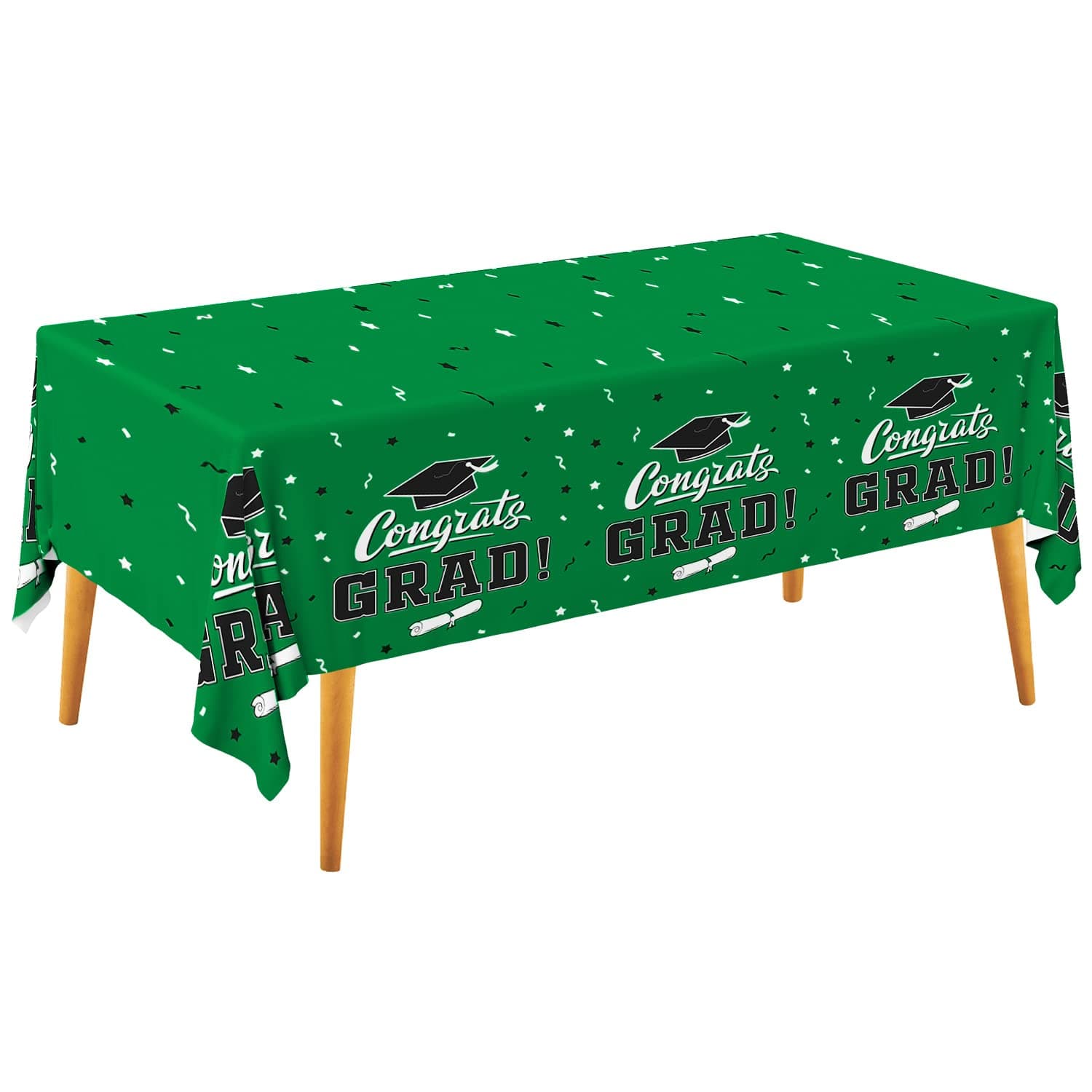 Gatherfun Graduation Party Decorations, Gongrats Grad Tablecover for 2023 Graduation Party Supplies, 3 pcs Green Table Cloths, 54"x108"