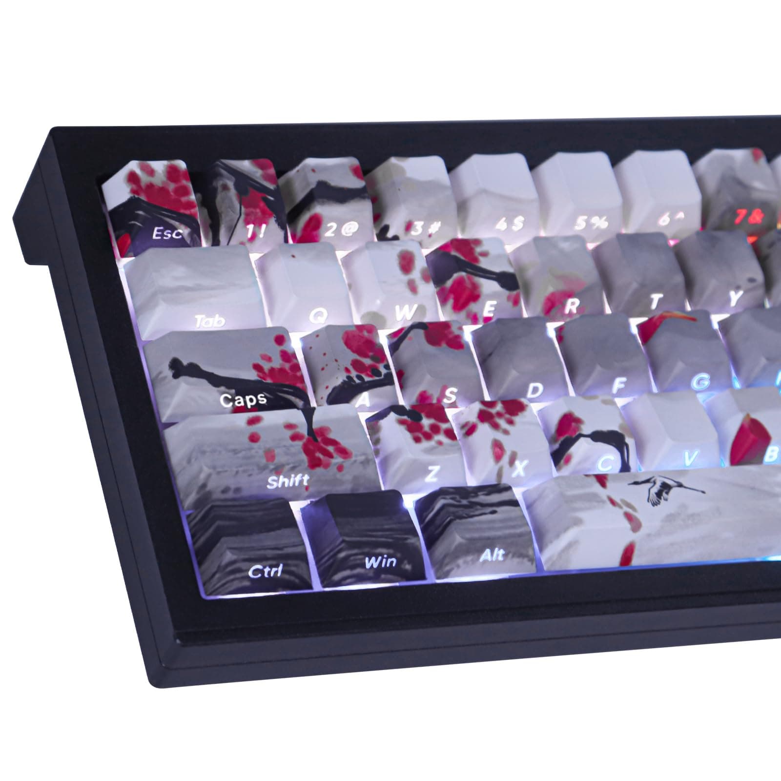 Tsungup PBT Key Caps - Side Printed Key Cap Set, 135 Keys Double Shot Shine Through Landscape Painting Custom Key Caps, Cherry Profile Keyboard Key Caps for Cherry MX Switch Mechanical Keyboard
