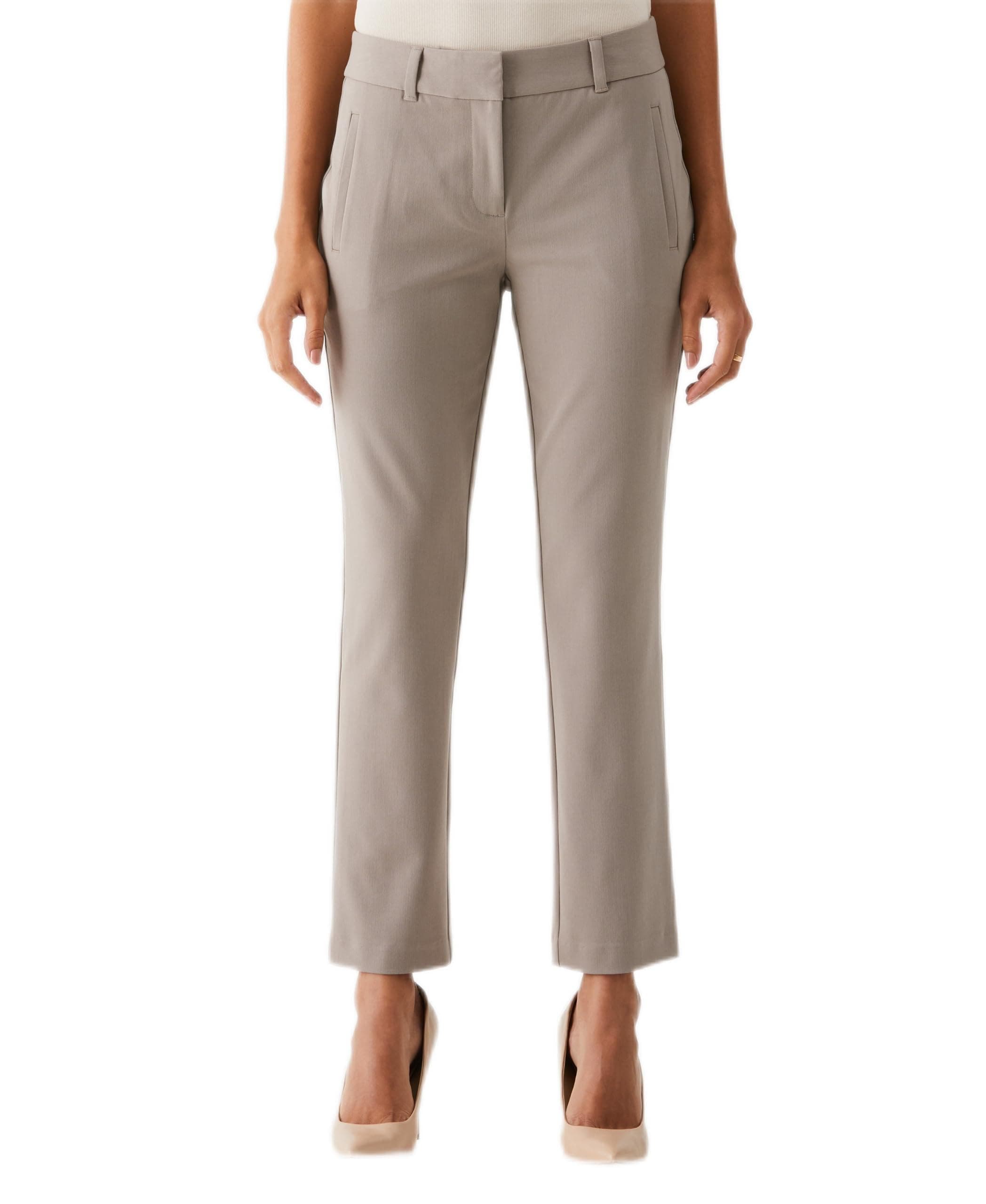 Rafaella Women's Petite Ankle Pants with Slimming Panel, Classic Fit, Gabardine Fabric