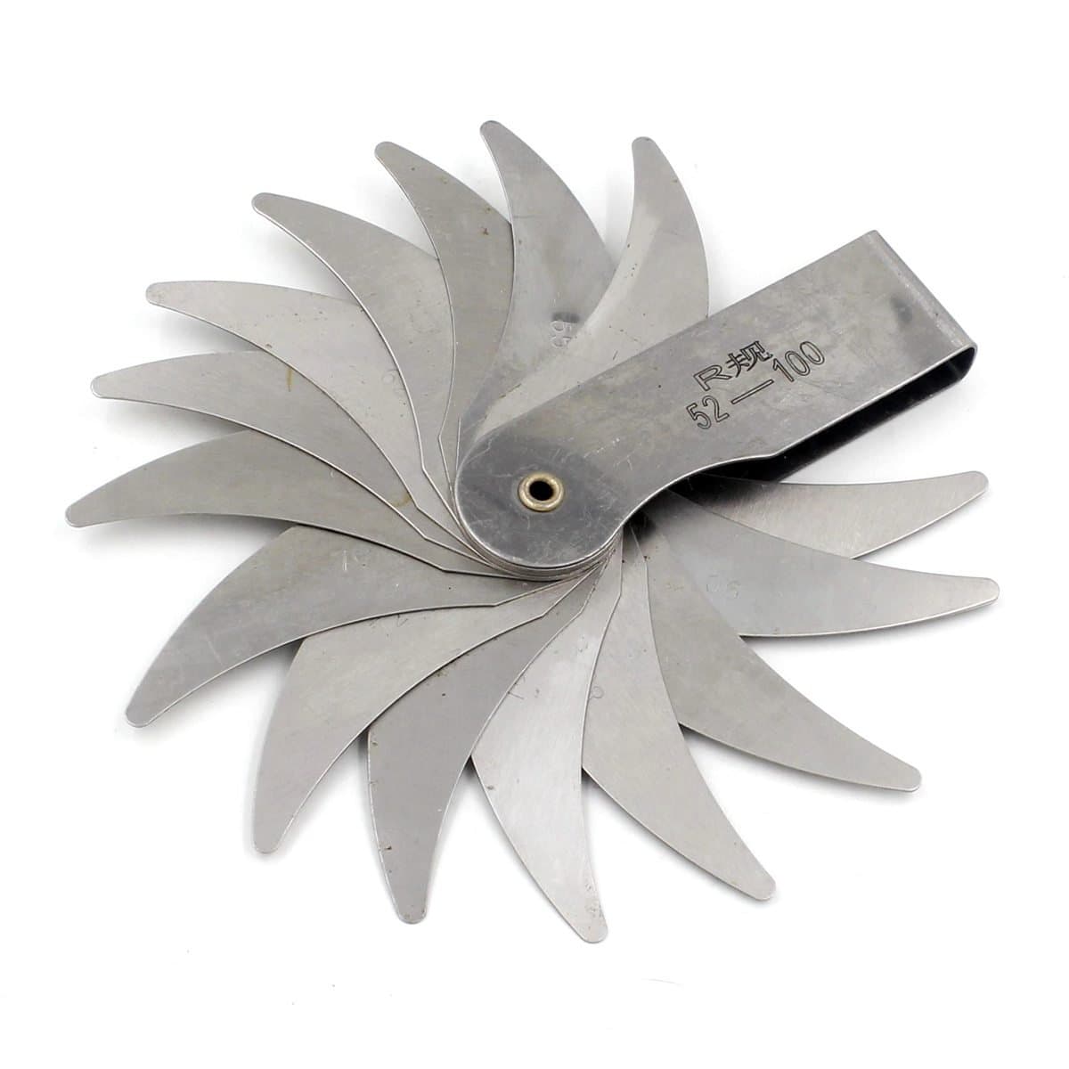 Metal Radius Gage Gauge Measure Range 52-100mm Metric Reading 16 Leaves Set
