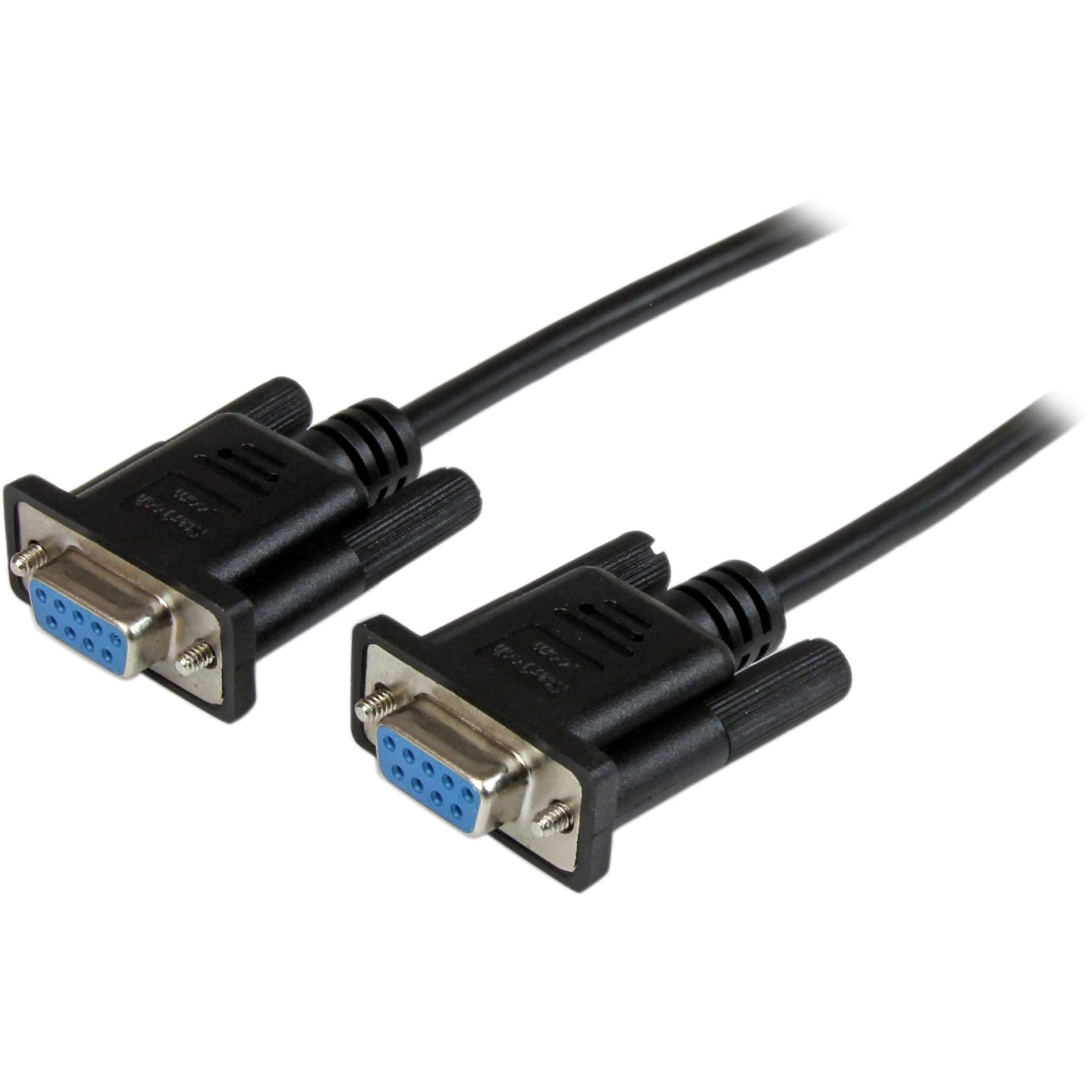 StarTech.com 2m Black DB9 RS232 Serial Null Modem Cable F/F - DB9 Female to Female - 9 pin RS232 Null Modem Cable - 2 meter, Black (SCNM9FF2MBK)