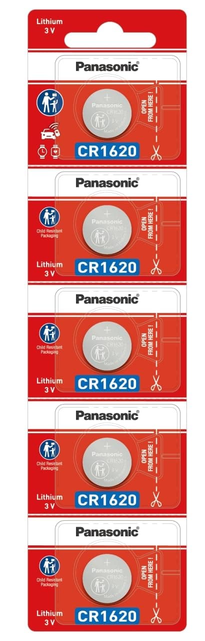 Panasonic CR1620 Lithium 3 V Batteries,5 Pieces
