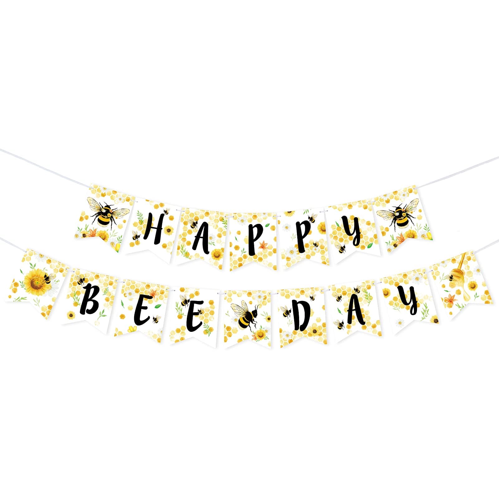 WERNNSAI Happy Bee Day Banner - Bee Party Decorations Honey Bee Themed Party Supplies for Kids 1st B-Day Bumblebee Indoor Outdoor Hanging Wall Decors