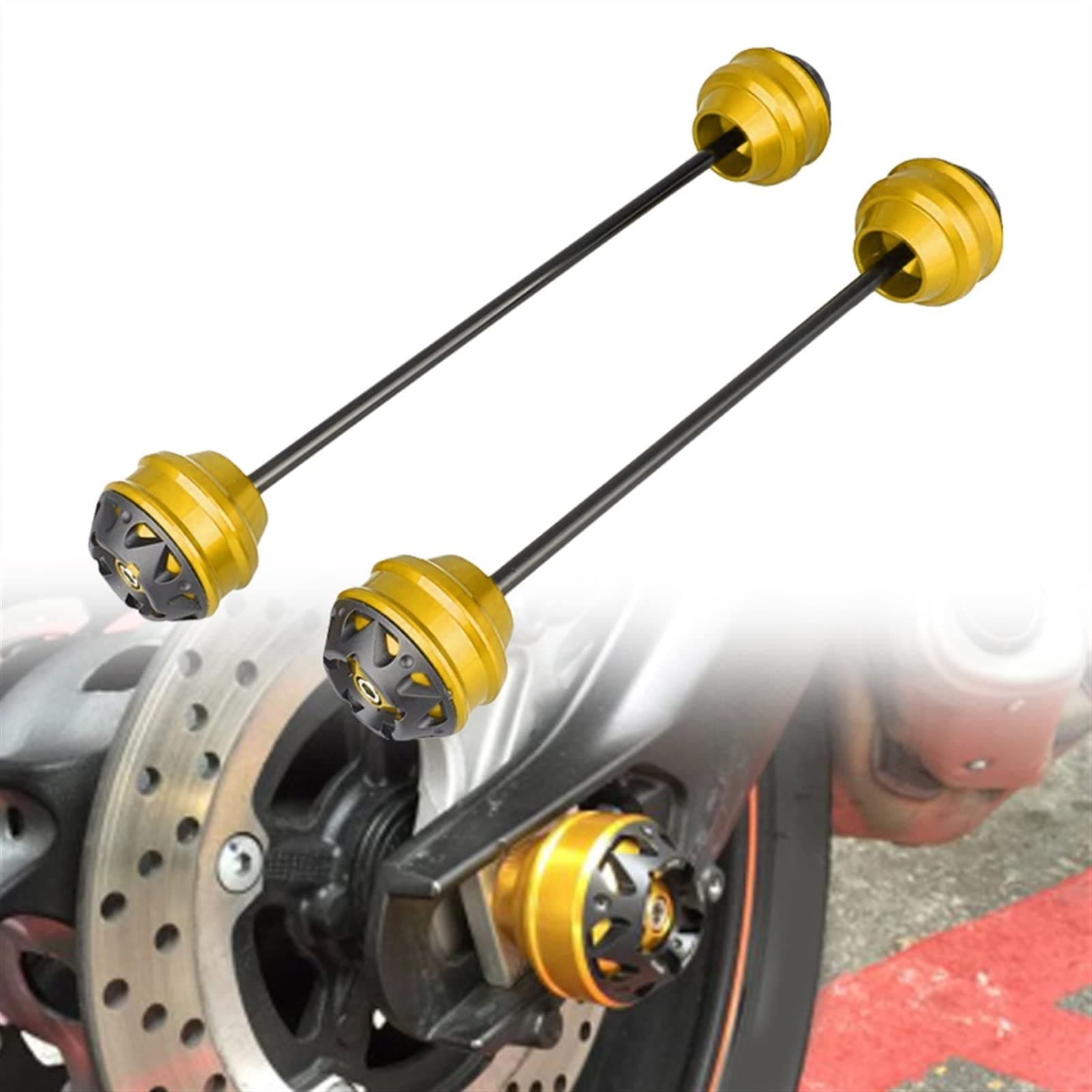 For KAWASAKI Z650 Z900 Z900RS Z750 Z750S Z750R Z 650 750 900 RS Front And Rear Axle Sliders Fork Wheel Protection Crash Pad Kit Decorate (Color : Front-Rear Golden)