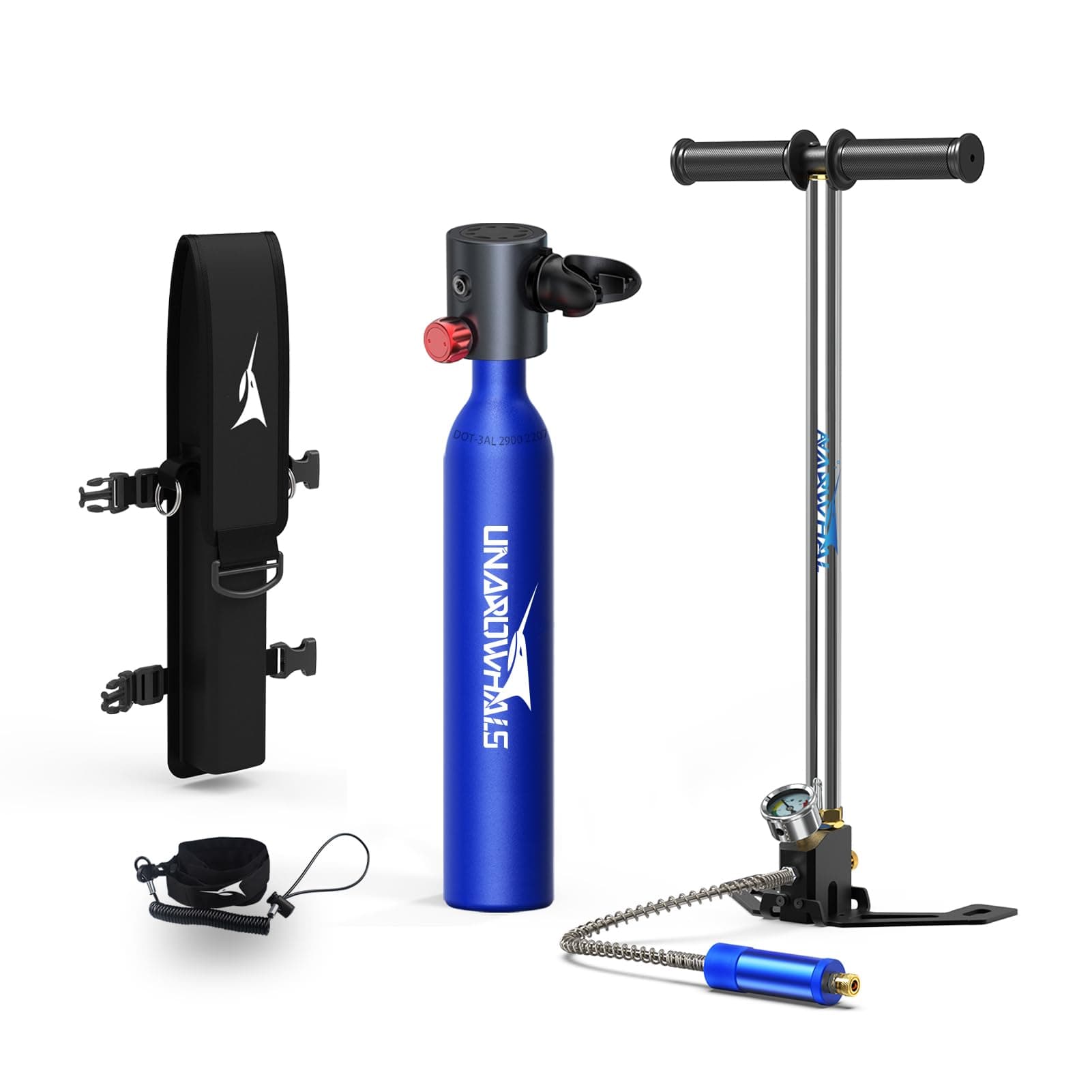 Mini Scuba Tank with Pump, 5-10 Minute Diving Lung Tank, Dot Certified Scuba Diving Tank, Portable Dive Portable Lungs, 0.5l Small Scuba Tank, 3.5Cu Ft Capacity, 3000 Psi Max Pressure