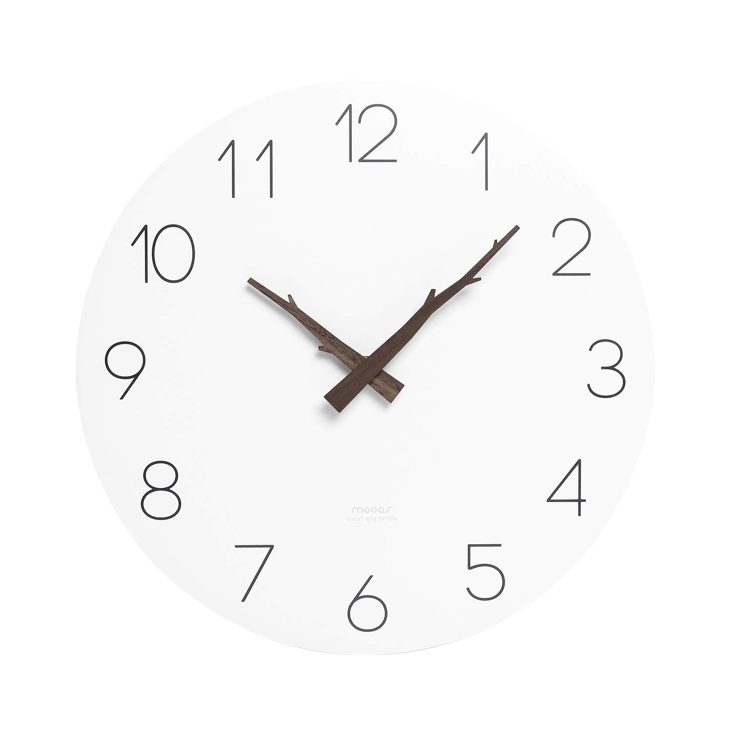 mooas Flatwood Twig Wall Clock,12" Non-Ticking Sweep Movement Decorative Battery Operated Simple Modern Wall Clock for Home Living Room Kitchen Bedroom Office School (Twig)