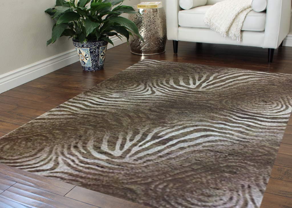 Mystig Modern Rug Finger Print 5 Feet 2 Inch X 7 Feet 3 Inch Design 464 Chocolate