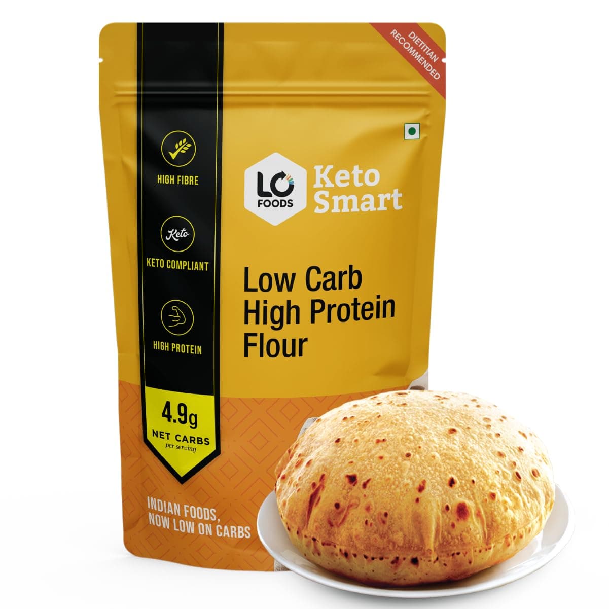 Lo! Low Carb Delights - High Protein Flour | 8 Gms of Protein Per Roti | Low Carb Atta | Lab Tested Low Carb Flour for Diet Food - 1 Kg