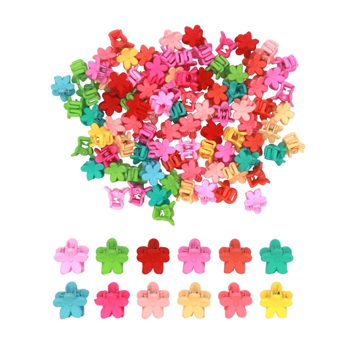 100 Packs Assorted Color Hair Clips, Beautiful Mini heart Hair Clips Hair Accessories for Women and Girls, Random Color (plum blossom)